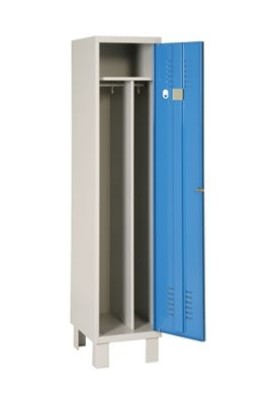 VESTIAIRE 1 PORTE IS 400X500X1800 GRIS/BLEU AVEC PIEDS
