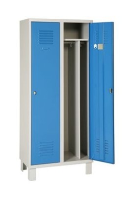 VESTIAIRE 2 PORTES IS 400X500X1800 GRIS/BLEU AVEC PIEDS