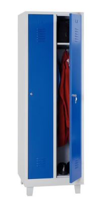 VESTIAIRE 2 PORTES IP 600X500X1800 GRIS/BLEU AVEC PIEDS