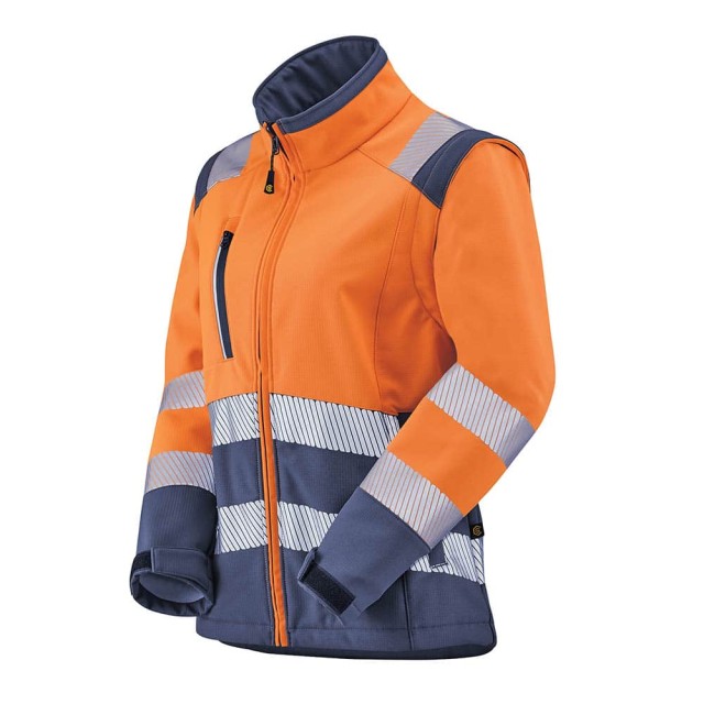 VESTE SOFTSHELL FEMME HV TIAN ORANGE/MARINE