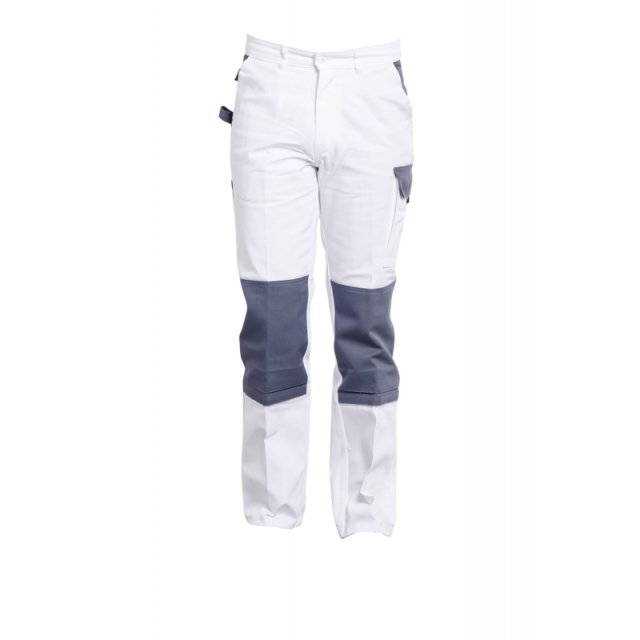 PANTALON P/C 310G/M2 POCHE GENOUX TYPHON BLANC/GRIS