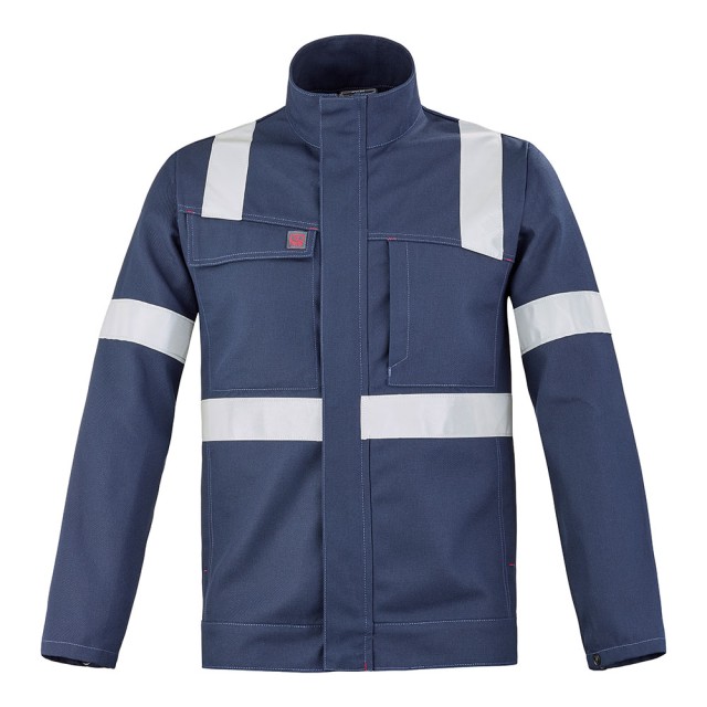 BLOUSON JASPE REFLECT MARINE BANDES RETRO