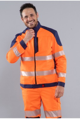 BLOUSON HV ORANGE/MARINE BANDES RETRO VISIOFIT 730