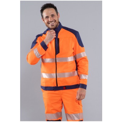 BLOUSON HV ORANGE/MARINE BANDES RETRO VISIOFIT 730