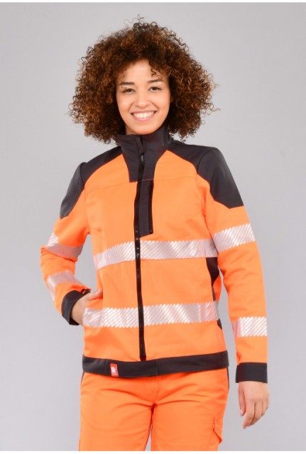 BLOUSON FEMME HV ORANGE/NOIR BANDES RETRO VISIOFIT 735