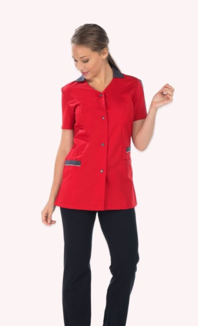 TUNIQUE FEMME ISALINE P/C MC ROUGE/ANTHRACITE