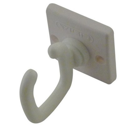 5 x Crochet sur platine en plastique - ouvert - blanc